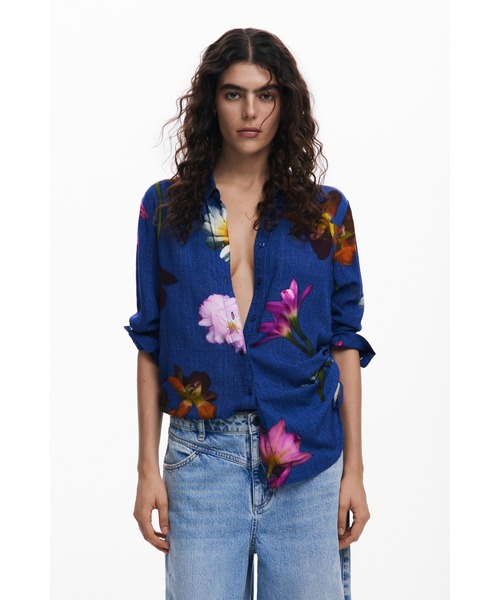 Desigual　　　デシグアル　　ネイビー　　　刺しゅう入りモッズコー デシグアル Desigual 刺繍入りレディースモッズジャケット