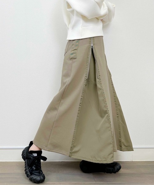 新品 LUGIVA ルギヴァ ロングスカート サイドプリーツ グレー系
