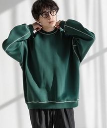 テック/ダンボールハンドステッチオーバーサイズスウェット