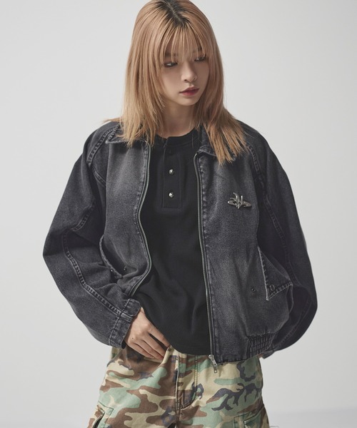 12ozヴィンテージライクジップアップショートデニムブルゾン【UNISEX