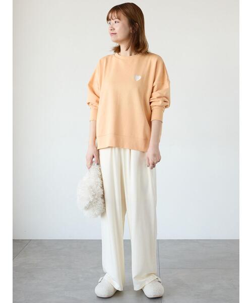 Lugnoncure(ルノンキュール)の「ハート刺繍裏毛スウェット(Tシャツ/カットソー・レディース・チャコールグレー/オレンジ/オフホワイト・F)」の11枚目の写真