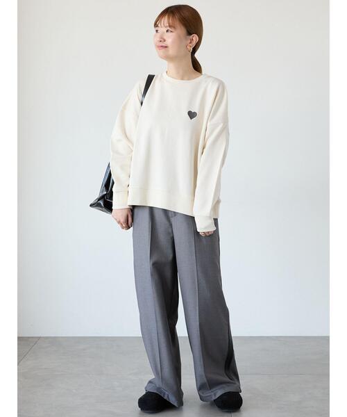 Lugnoncure(ルノンキュール)の「ハート刺繍裏毛スウェット(Tシャツ/カットソー・レディース・チャコールグレー/オレンジ/オフホワイト・F)」の14枚目の写真