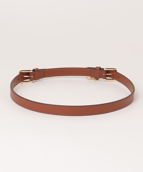 芸能人着用◎ラルフローレン　レザースキニーベルト　ダークブラウン LAUREN RALPH LAUREN】ブレーデッド ヴァケッタ レザー スキニー