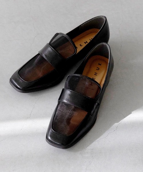 menue（メヌエ）の「スクエアトゥ チュール ローファー（ローファー・レディース・ダークブラウン/ブラック・41/40/39/38/37/36/35/34）」の2枚目の写真