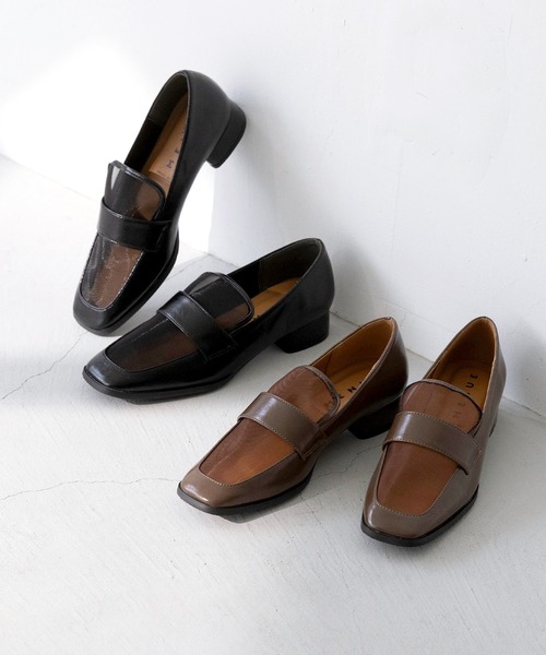 menue（メヌエ）の「スクエアトゥ チュール ローファー（ローファー・レディース・ダークブラウン/ブラック・41/40/39/38/37/36/35/34）」の6枚目の写真