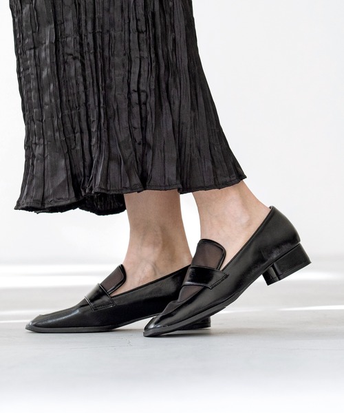 menue（メヌエ）の「スクエアトゥ チュール ローファー（ローファー・レディース・ダークブラウン/ブラック・41/40/39/38/37/36/35/34）」の3枚目の写真