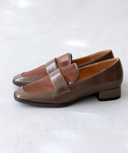 menue（メヌエ）の「スクエアトゥ チュール ローファー（ローファー・レディース・ダークブラウン/ブラック・41/40/39/38/37/36/35/34）」の5枚目の写真