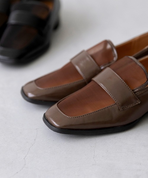 menue（メヌエ）の「スクエアトゥ チュール ローファー（ローファー・レディース・ダークブラウン/ブラック・41/40/39/38/37/36/35/34）」の7枚目の写真