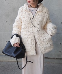 double zip crochet knit cardigan /ダブルジップクロシェカーディガン