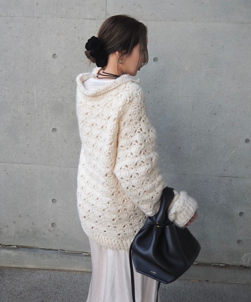 LAULEN（ローレン）の「double zip crochet knit cardigan /ダブルジップクロシェカーディガン（カーディガン/ボレロ・レディース・アイボリー・M）」の6枚目の写真