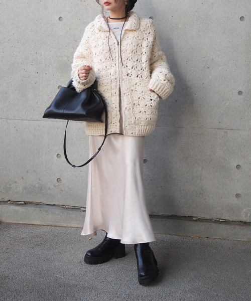 LAULEN（ローレン）の「double zip crochet knit cardigan /ダブルジップクロシェカーディガン（カーディガン/ボレロ・レディース・アイボリー・M）」の7枚目の写真