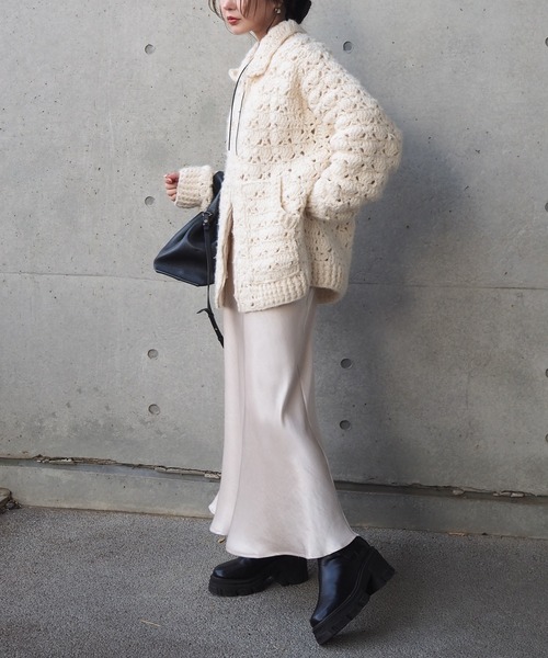 LAULEN（ローレン）の「double zip crochet knit cardigan /ダブルジップクロシェカーディガン（カーディガン/ボレロ・レディース・アイボリー・M）」の8枚目の写真