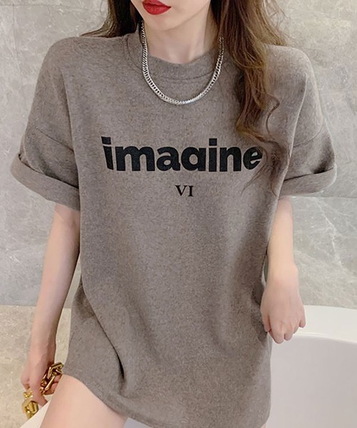 Asterellivi(アステレリビ)の「プリント半袖カットソー(Tシャツ/カットソー・レディース・ブラック/グレー・FREE)」の1枚目の写真