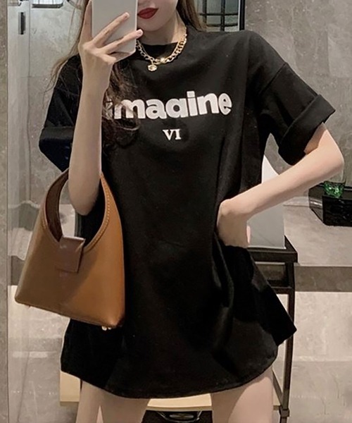 Asterellivi(アステレリビ)の「プリント半袖カットソー(Tシャツ/カットソー・レディース・ブラック/グレー・FREE)」の3枚目の写真