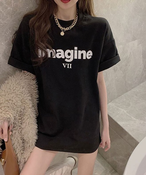 Asterellivi(アステレリビ)の「プリント半袖カットソー(Tシャツ/カットソー・レディース・ブラック/グレー・FREE)」の4枚目の写真