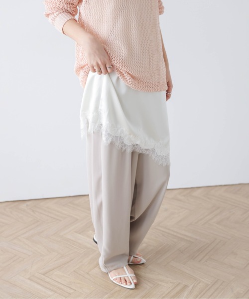 AMELY(エミリー)の「ライトツイルカーブパンツ(その他パンツ・レディース・ブラウン/ブラック/ライトグレー/ベビーピンク/キナリ/ベージュ/イエロー・M/L)」の5枚目の写真