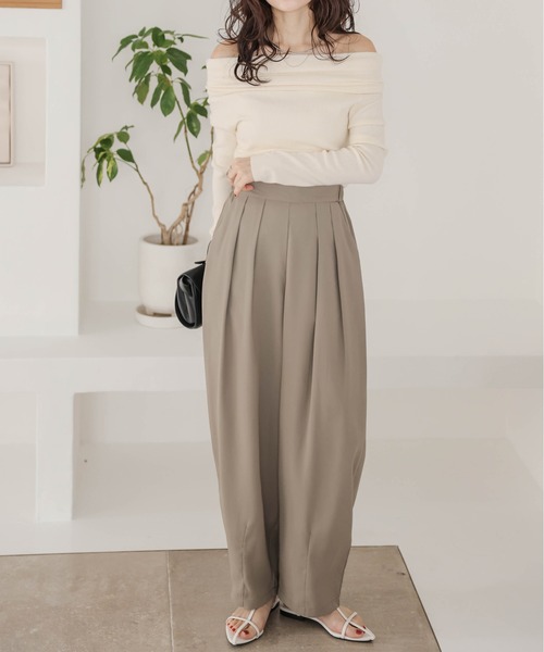 AMELY(エミリー)の「ライトツイルカーブパンツ(その他パンツ・レディース・ブラウン/ブラック/ライトグレー/ベビーピンク/キナリ・M/L)」の5枚目の写真