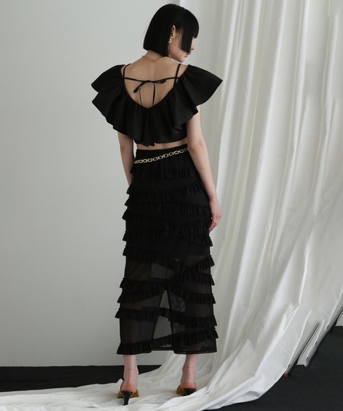 ★SALE★【ローズバッド／美品】チュールスカート／ブラック セール】フリルチュールスカート（スカート）｜ROSE BUD（ローズ