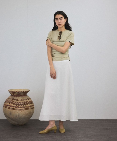 SALON adam et rope'（サロン アダム エ ロペ）の「リネンバイヤススカート［GENTLE LINEN］（スカート・レディース・ホワイト/グレー/ブルー/グレー系その他/ブラック・FREE）」の7枚目の写真