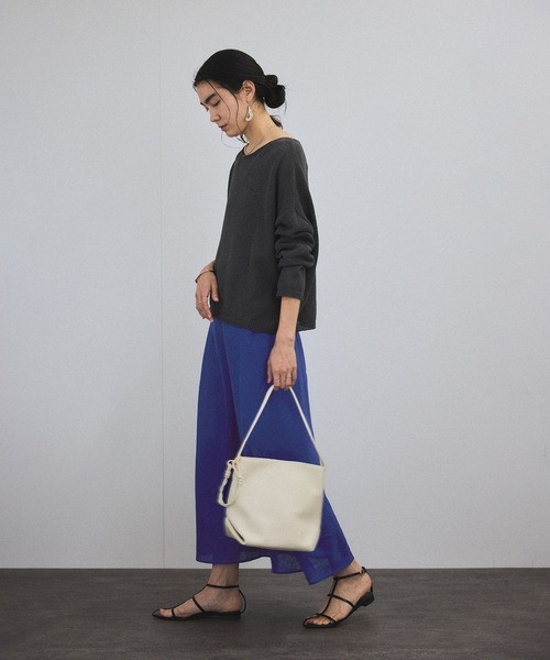 SALON adam et rope'（サロン アダム エ ロペ）の「リネンバイヤススカート［GENTLE LINEN］（スカート・レディース・ホワイト/グレー/ブルー/グレー系その他/ブラック・FREE）」の8枚目の写真