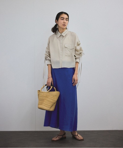 SALON adam et rope'（サロン アダム エ ロペ）の「リネンバイヤススカート［GENTLE LINEN］（スカート・レディース・ホワイト/グレー/ブルー/グレー系その他/ブラック・FREE）」の9枚目の写真