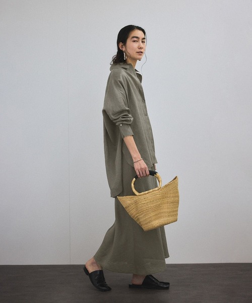 SALON adam et rope'（サロン アダム エ ロペ）の「リネンバイヤススカート［GENTLE LINEN］（スカート・レディース・ホワイト/グレー/ブルー/グレー系その他/ブラック・FREE）」の10枚目の写真