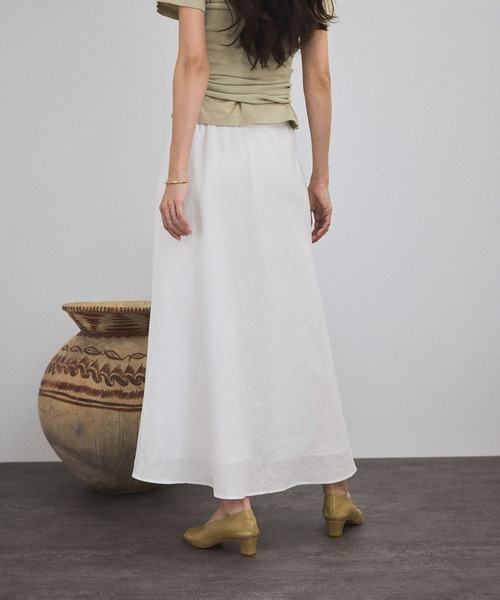 【新品】リネンスカート　SALON adam et rope' リネンバイヤススカート［GENTLE LINEN］（スカート）｜SALON