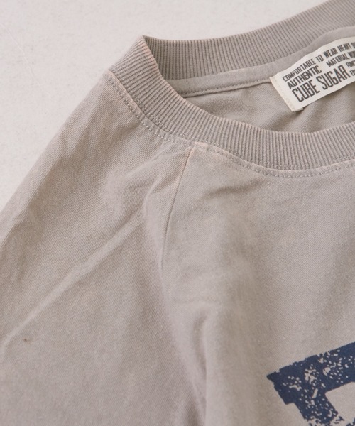 CUBE SUGAR(キューブシュガー)の「26/-OE天竺パウダー加工切替ラグランスリーブTシャツ(Tシャツ/カットソー・レディース・グレー/マルチ/イエロー/ネイビー/ピンク・M)」の8枚目の写真