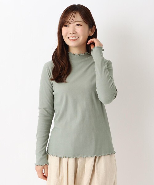 one'sterrace（ワンズテラス）の「ハイネックメロープルオーバー（Tシャツ/カットソー・レディース・ライトグリーン系/ブラック系8/アイボリー系8・02）」の3枚目の写真