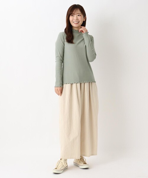 one'sterrace（ワンズテラス）の「ハイネックメロープルオーバー（Tシャツ/カットソー・レディース・ライトグリーン系/ブラック系8/アイボリー系8・02）」の13枚目の写真
