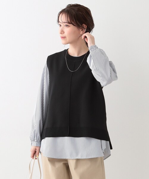 DRESKIP(ドレスキップ)の「【S-LL/2点セット】着回し自在 ニットベスト+フレアブラウス(その他トップス・レディース・ベージュ/オフホワイト/チャコールグレー/ブラック・01/02/03)」の13枚目の写真