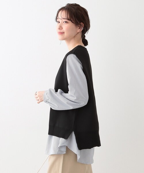 DRESKIP(ドレスキップ)の「【S-LL/2点セット】着回し自在 ニットベスト+フレアブラウス(その他トップス・レディース・ベージュ/オフホワイト/チャコールグレー/ブラック・01/02/03)」の14枚目の写真