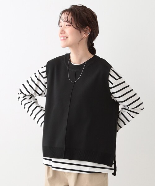 DRESKIP(ドレスキップ)の「【S-LL/2点セット】着回し自在 ニットベスト+フレアブラウス(その他トップス・レディース・ベージュ/オフホワイト/チャコールグレー/ブラック・01/02/03)」の16枚目の写真