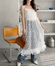 TREOVER（トレオーバー）の「レイヤードで差がつく　裾ボリューム　レースキャミワンピース（ワンピース）」