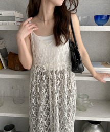 TREOVER（トレオーバー）の「レイヤードで差がつく　裾ボリューム　レースキャミワンピース（ワンピース）」