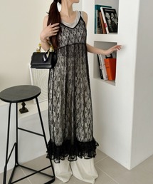 TREOVER（トレオーバー）の「レイヤードで差がつく　裾ボリューム　レースキャミワンピース（ワンピース）」