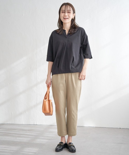 ikka(イッカ)の「【雑誌InRed11月号掲載】GOKU楽パンツ テーパード【親子コーデ】(その他パンツ・レディース・オリーブ/ブラック/オフホワイト/ブルー/ベージュ/ネイビー/オレンジ/ブラウン系その他/ダークオリーブ・M/S/L)」の18枚目の写真