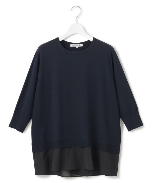23区 L(ニジュウサンクオオキイサイズ)の「【洗える】レーヨンポリエステルストレッチ シャツコンビ ニット(ニット/セーター・レディース・ダークグリーン系/ネイビー系/ベージュ系・44/46/48)」の8枚目の写真