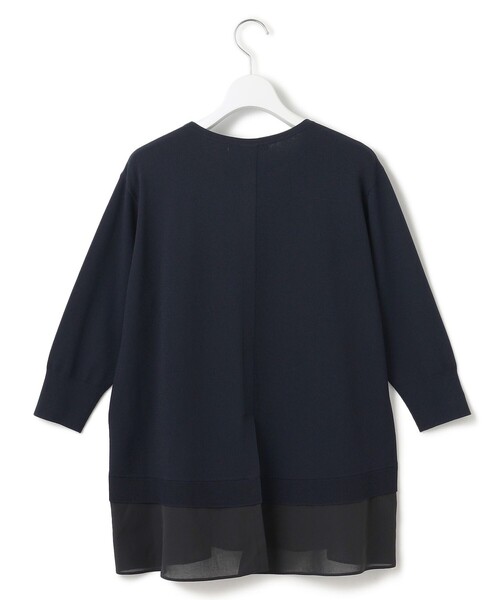23区 L(ニジュウサンクオオキイサイズ)の「【洗える】レーヨンポリエステルストレッチ シャツコンビ ニット(ニット/セーター・レディース・ダークグリーン系/ネイビー系/ベージュ系・44/46/48)」の9枚目の写真