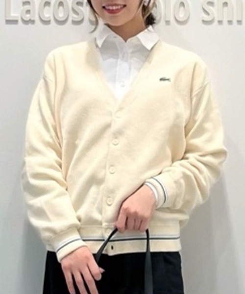 LACOSTE(ラコステ)の「リブニットステッチコットンニットカーディガン(カーディガン/ボレロ・メンズ・ライトブルー/ブラック/オフホワイト・2/4/3/5)」の1枚目の写真