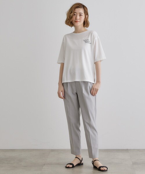 grove(グローブ)の「五分袖ロゴプリントTシャツ(Tシャツ/カットソー・レディース・ホワイト系3/ベージュ系その他3/オフホワイト/チャコールグレー/チャコール・01/02/03/04/05)」の8枚目の写真