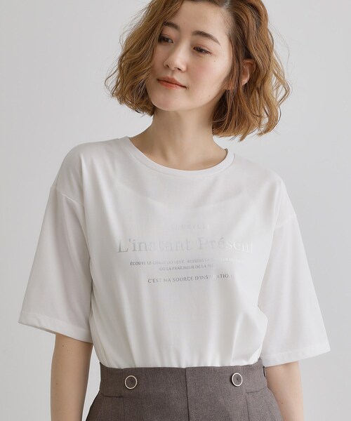 grove(グローブ)の「五分袖ロゴプリントTシャツ(Tシャツ/カットソー・レディース・ホワイト系3/ベージュ系その他3/オフホワイト/チャコールグレー/チャコール・01/02/03/04/05)」の14枚目の写真