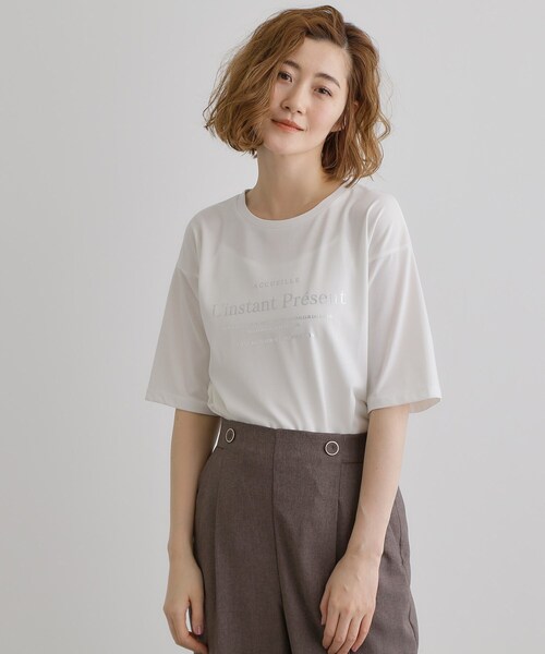 grove(グローブ)の「五分袖ロゴプリントTシャツ(Tシャツ/カットソー・レディース・ホワイト系3/ベージュ系その他3/オフホワイト/チャコールグレー/チャコール・01/02/03/04/05)」の15枚目の写真