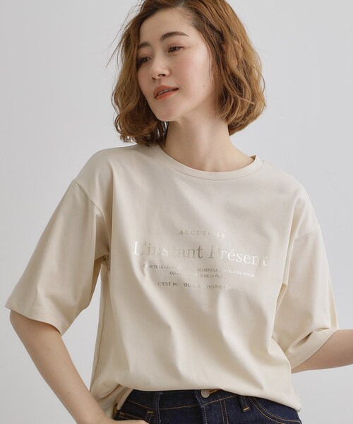 grove(グローブ)の「五分袖ロゴプリントTシャツ(Tシャツ/カットソー・レディース・ホワイト系3/ベージュ系その他3/オフホワイト/チャコールグレー/チャコール・01/02/03/04/05)」の18枚目の写真