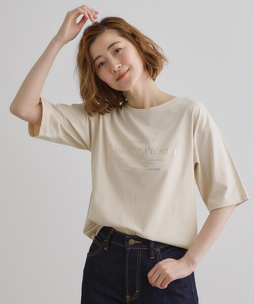 grove(グローブ)の「五分袖ロゴプリントTシャツ(Tシャツ/カットソー・レディース・ホワイト系3/ベージュ系その他3/オフホワイト/チャコールグレー/チャコール・01/02/03/04/05)」の19枚目の写真