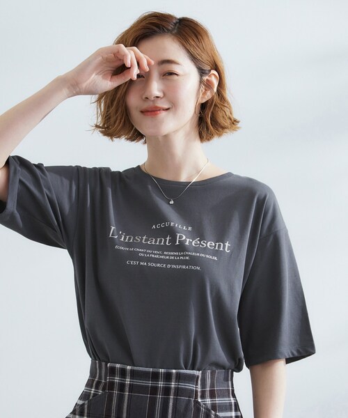 grove(グローブ)の「五分袖ロゴプリントTシャツ(Tシャツ/カットソー・レディース・ホワイト系3/ベージュ系その他3/オフホワイト/チャコールグレー/チャコール・01/02/03/04/05)」の22枚目の写真