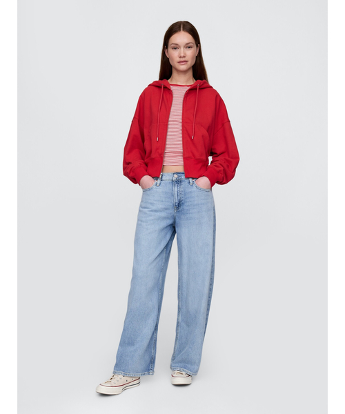 GAP（ギャップ）の「ヘビーウェイト フレンチテリー オーバーサイズ ジップアップ ウェッジパーカー（パーカー・レディース・ネイビー/レッド/ブラック・S/XL/XXS/L/M/XS）」の14枚目の写真