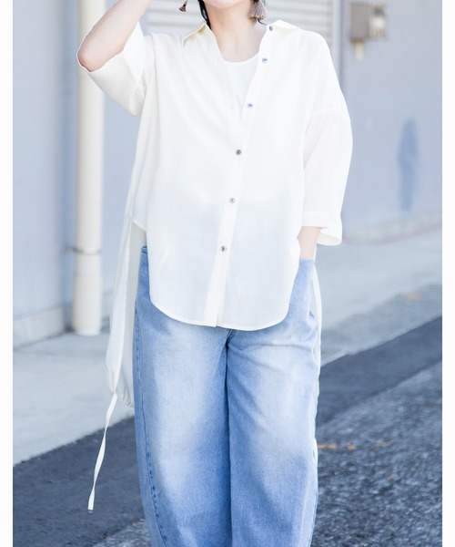 OSMOSIS(オズモーシス)の「【WEB限定アイテム】バックロングギャザーブラウス(シャツ/ブラウス・レディース・ブラック/アイボリー/チャコール・ONE SIZE)」の10枚目の写真