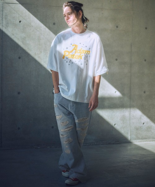 ADAM PATEK(アダムパテック)の「ADAMPATEK/destroy wide denim/デストロイワイドデニムパンツ(AP2518025)(デニムパンツ・レディース・ホワイト/ブラック/ダークインディゴブルー/ライトインディゴブルー・1/2)」の21枚目の写真