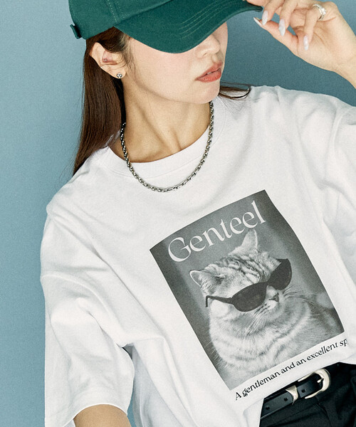 PUBLUX（パブリュクス）の「PUBLUX/パブリュクス ”Genteel”キャット アニマルプリントTシャツ　限定展開（Tシャツ/カットソー・レディース・チャコールグレー/オフホワイト/ベージュ・SMALL/LARGE/MEDIUM）」の15枚目の写真